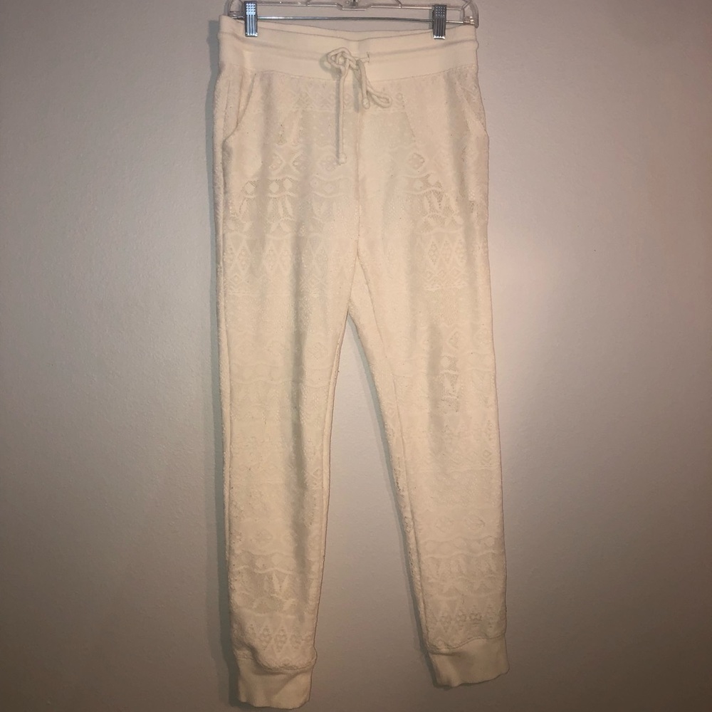 White Lace Joggers